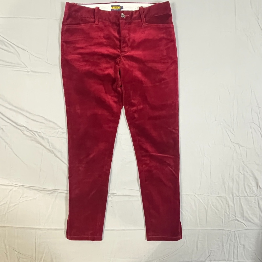 Ralph Lauren Rugby Corduroy Pants Womens 8 Red Cotton Stretch Ankle Zip‎ Outdoor